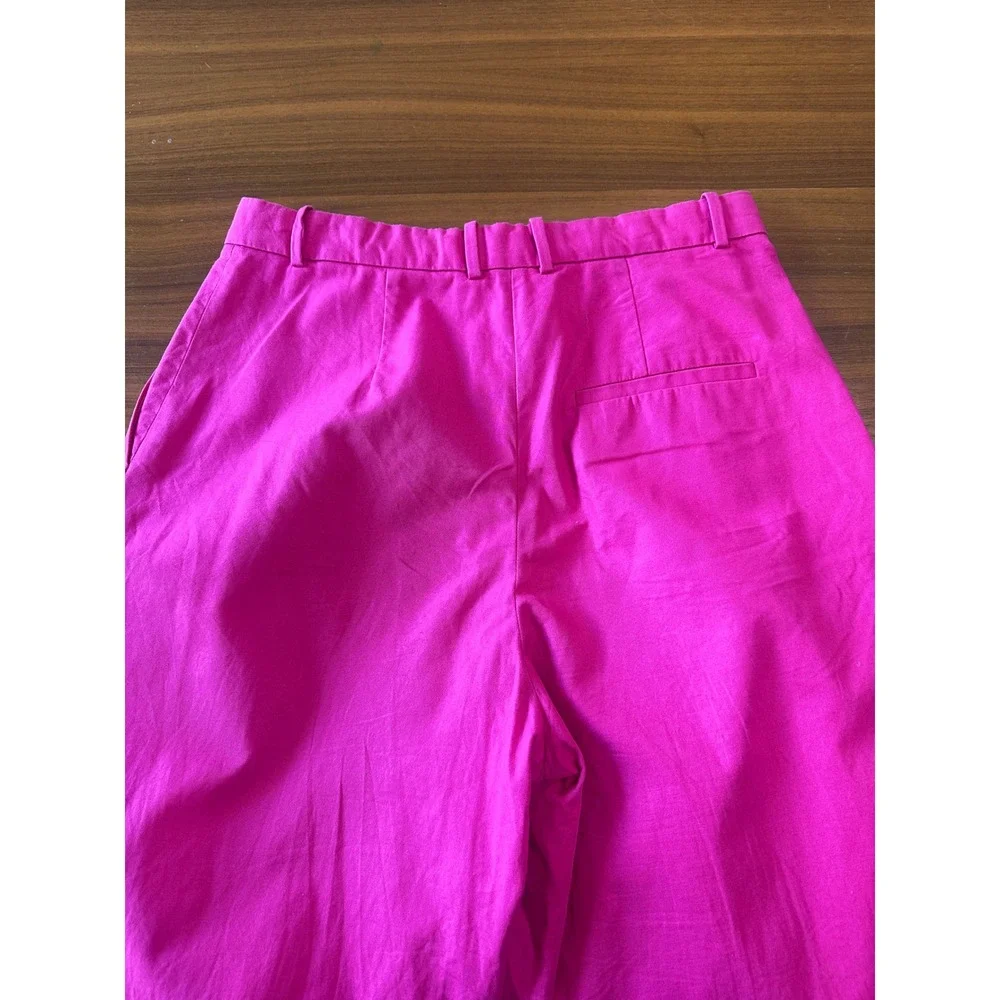 COS Pleated Wide Leg Trousers 100% Cotton Size 12 Pink Statement Minimalist